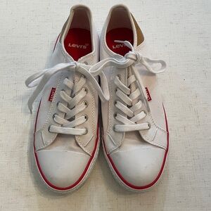 Levi's White Sneakers with Red Trim